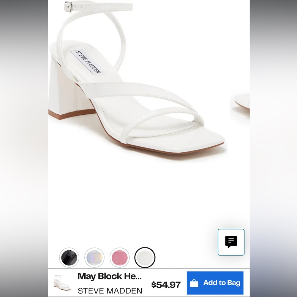 Steve Madden White May Block Heel Sandal Size 5